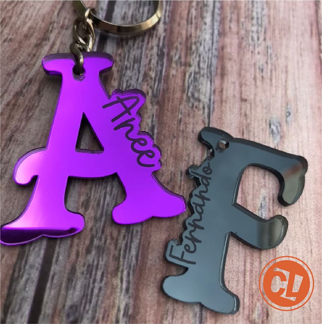 Llavero Letra Inicial Acrilico Con Nombre Grabado