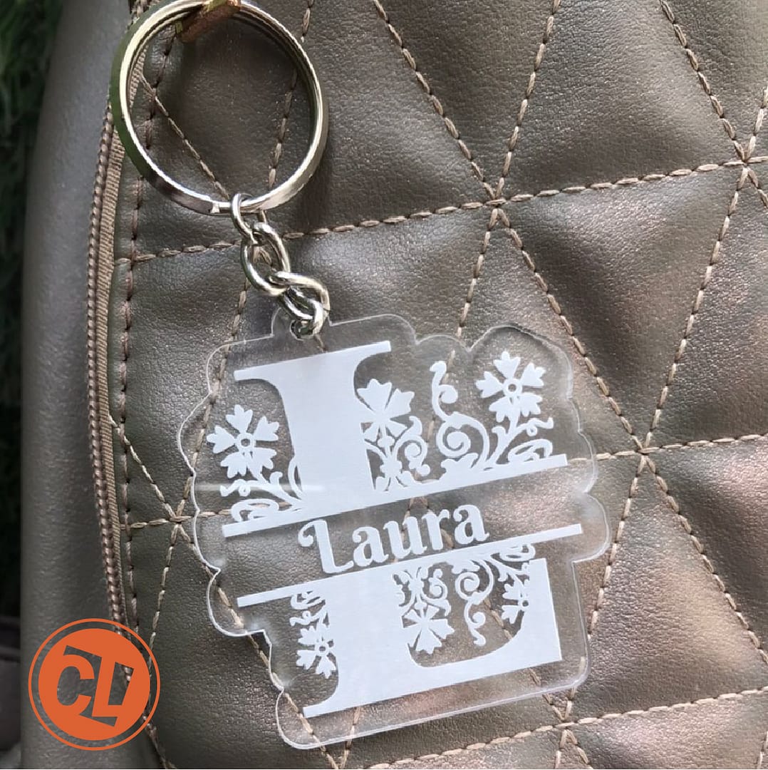 Llavero Monograma Inicial Con Nombre Grabado