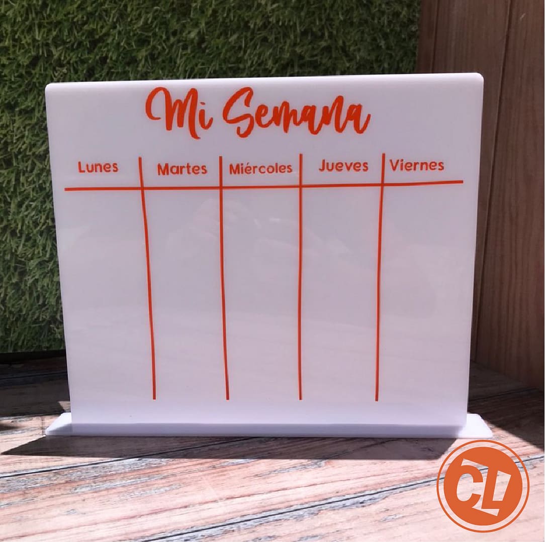 Organizador Semanal Acrílico Tipo Pizarra