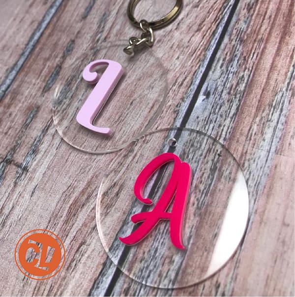 Llavero Circular Con Inicial 2 Capas
